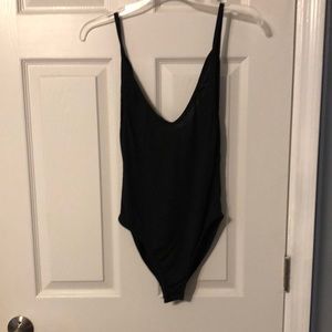 Basic black backless bodysuit